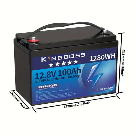 12.8V 100Ah LiFePO4 Battery, Built-in 100A BMS, Grade A Lithium Iron Phosphate Cells, Max.1280Wh Lithium Iron Phosphate Battery With Up To 15000 Cycles & 10 Years Lifespan For RV, Camper, Solar Energy,